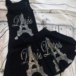 Paris matching tank top and skirt for girls